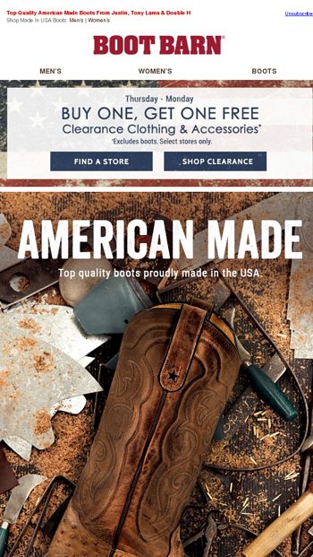 Proudly Made In The USA - Boot Barn Email Archive