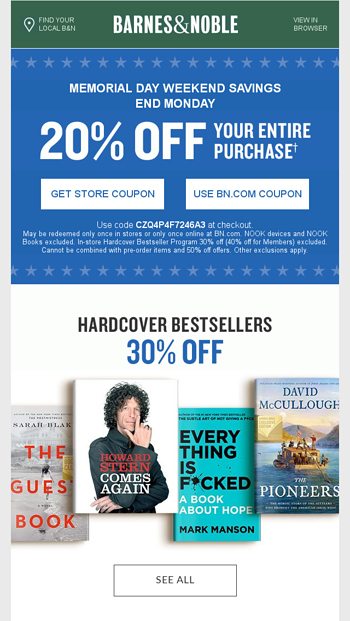 Have You Used Your 20 Off Coupon Yet Barnes Noble Email Archive