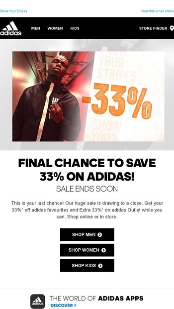 33% OFF SALE - ENDS SOON - adidas Email 