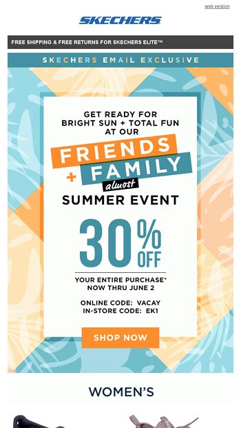 Skechers Friends and Family - 30% Off F