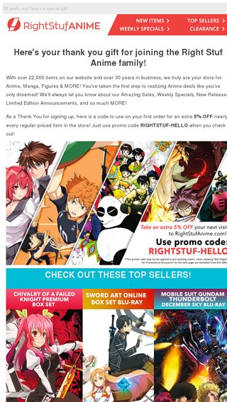 Welcome To Right Stuf Anime Let The Savings Begin Right Stuf Anime Email Archive