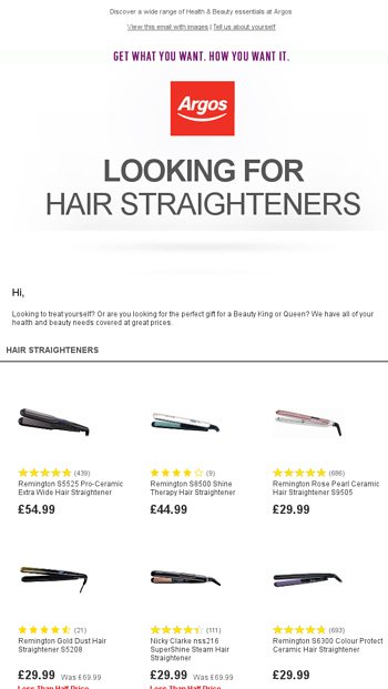 Argos wide outlet hair straighteners