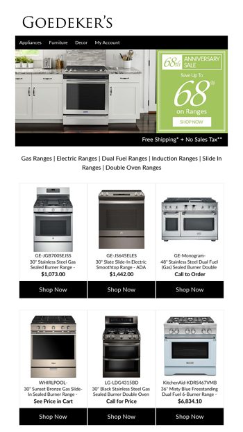 Get Cooking With Ranges Up To 68 Off Goedeker S Email Archive