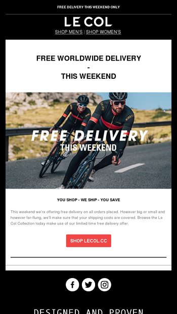 Free Worldwide Delivery This Weekend