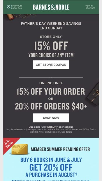 Get 15 Off In Stores With Your Father S Day Coupon Barnes