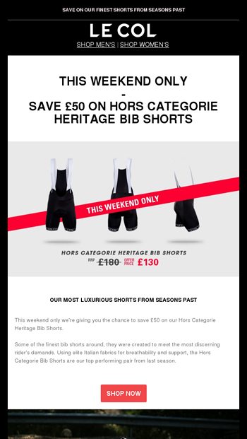 Save on our Heritage Bib Shorts  Limited Time Offer