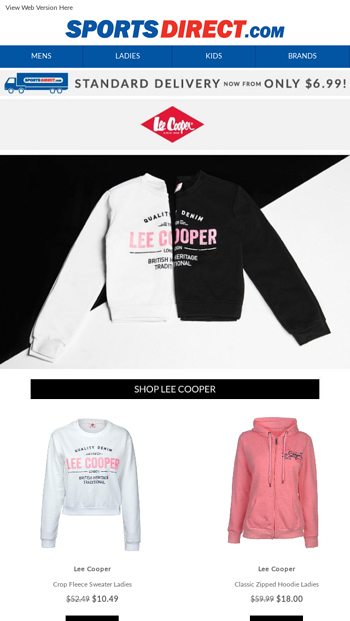 lee cooper crop fleece sweater ladies