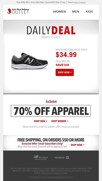 joe's new balance deal of the day