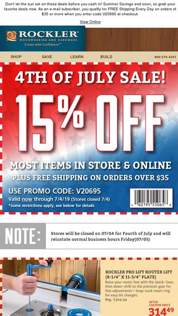 Summer Sale Coupon Savings End Soon Seize Your Deals Now Rockler Email Archive