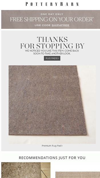 Premium Rug Pad Could Be Yours Pottery Barn Email Archive