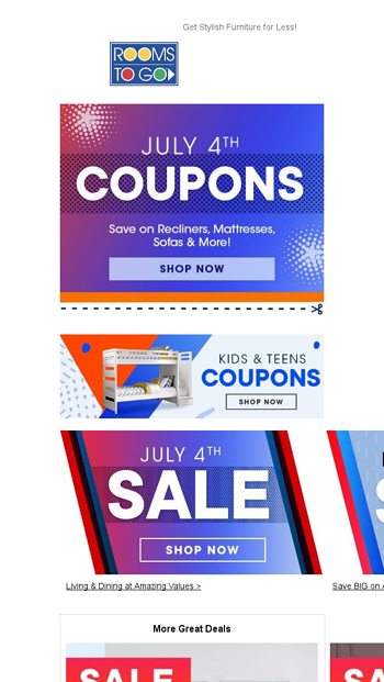 Coupon Savings Are Here Shop July 4th Sale Today Rooms