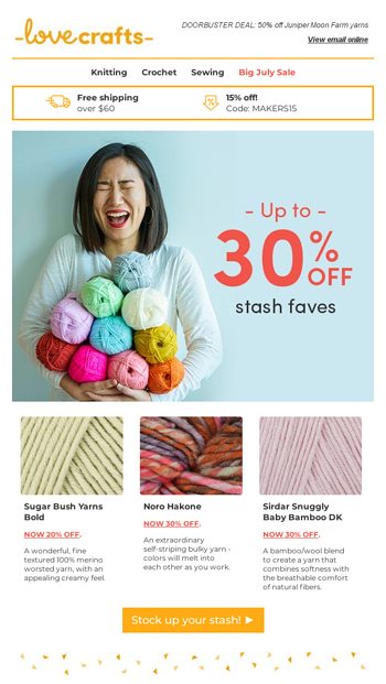 Up to 30 off stash faves waiting for you inside this email