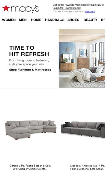 Macy S Email Archive, Carena 2 Pc Fabric Sectional Sofa With Cuddler Chaise