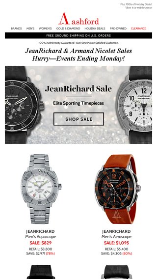 JeanRichard Armand Nicolet Sales NOW LIVE Ashford Email Archive