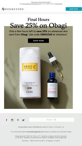 Last chance to save 25 on Obagi