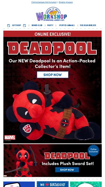 Build A Bear Workshop Deadpool deals HTF