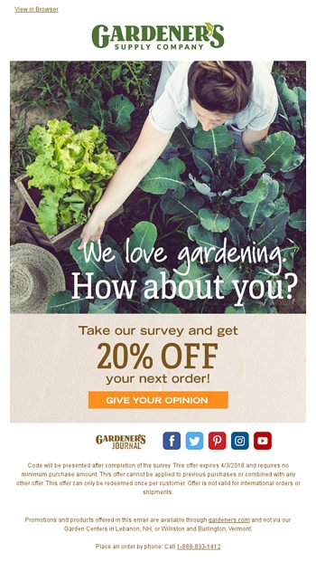 Tell Us About Your Garden Get 20 Off Your Next Order