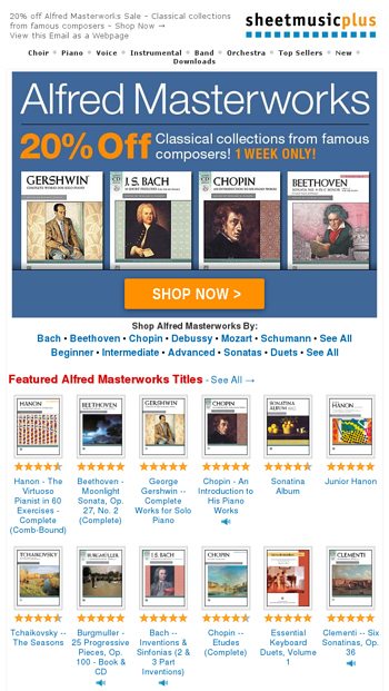 New Offer One Week Only Sheet Music Plus Email Archive - 