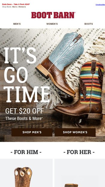 boot barn 20 off