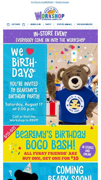 RSVP Needed: Join Us for Bearemy’s Birthday Party! - Build-A-Bear ...