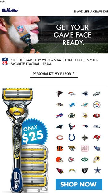 gillette nfl team razors