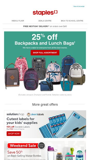 staples backpacks canada