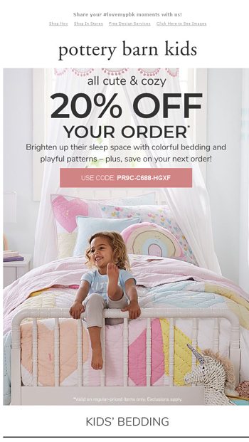 Ooh 20 Off Just For You Pottery Barn Kids Email Archive