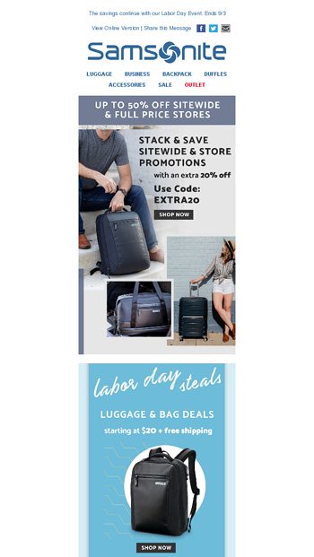 samsonite labor day sale