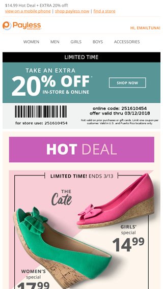 payless shoe store coupons