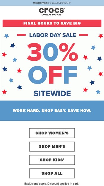 crocs labor day sale