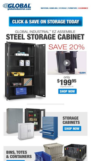 20 Off The Ez Assemble Steel Storage Cabinet More Global Industrial Email Archive