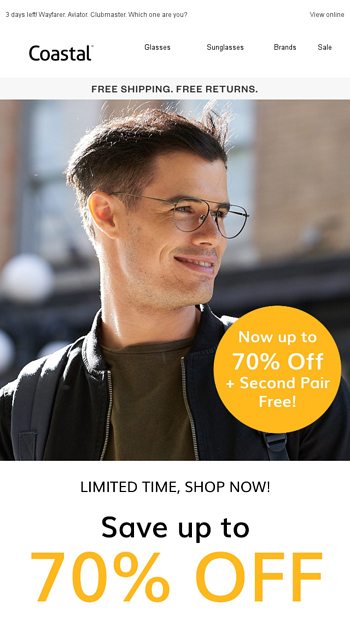 Take 25% off Ray-Bans 😎 & other designer brands! - Coastal.com Email