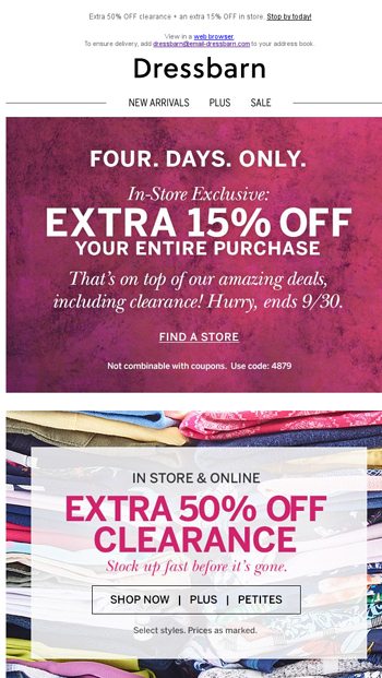 Clearance Flash Extra 60 Off Dressbarn Email Archive