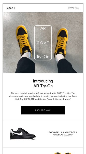 Try On Grails in AR - GOAT Email Archive