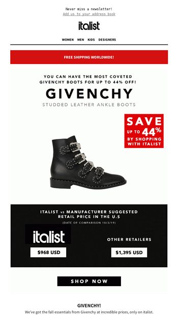 ITALIST INSIDERS: Shop Givenchy's Latest Collection on SALE! Save up to 45%  ? - italist Email Archive