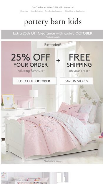 Your Sitewide Code Is Extended Pottery Barn Kids Email Archive