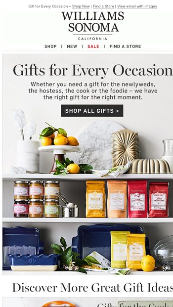Gifts for Every Occasion - Williams Sonoma Home Email Archive