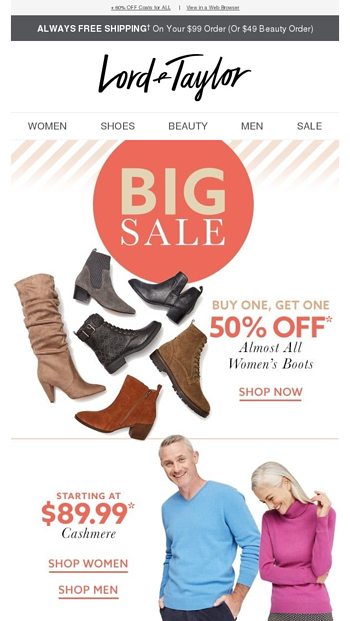 This sale is BIG: BOGO 50% OFF Boots 