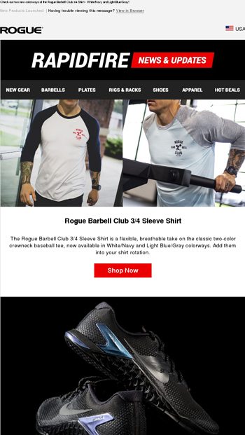 Rogue Barbell Club 3/4 Sleeve Shirt