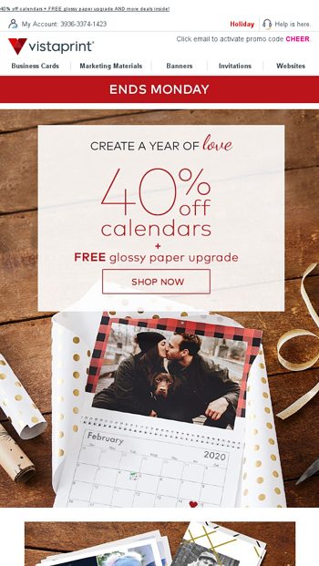 Start The Year With 40 Off All Calendars Vistaprint Email Archive