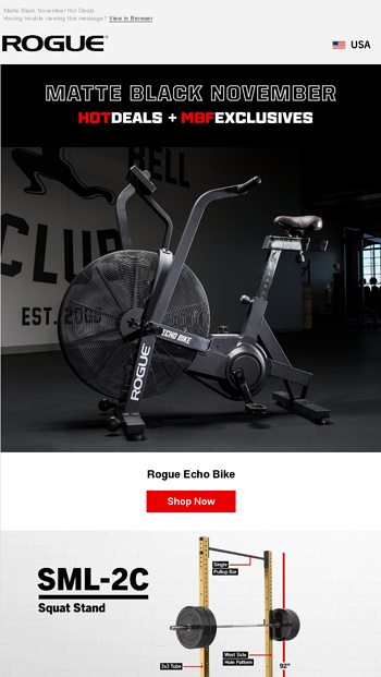 Matte Black November Hot Deals: Rogue Echo Bike, R-3 Power Rack ...