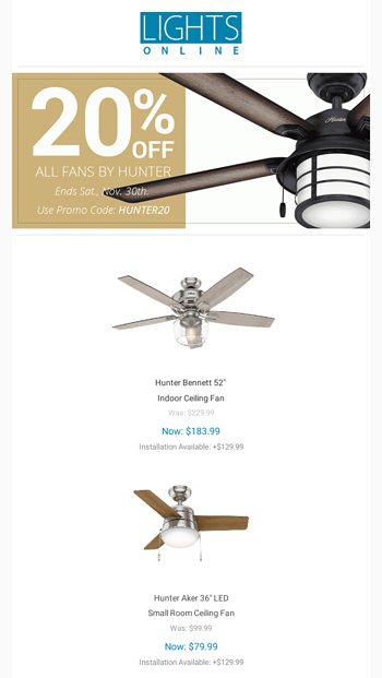 We Re Big Fans Of The Hunter Fan Sale Lightsonline Email