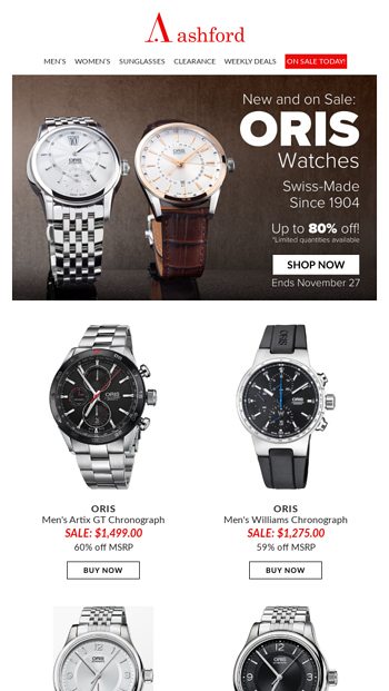 New on Sale ORIS Watches Ashford Email Archive