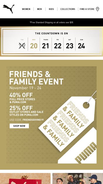 puma friends and family discount