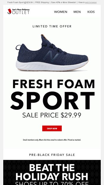 joe's new balance outlet email