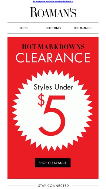 Roamans clearance sale outlet