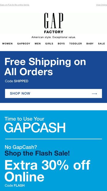 gap factory free shipping