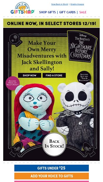 nightmare before christmas build a bear restock