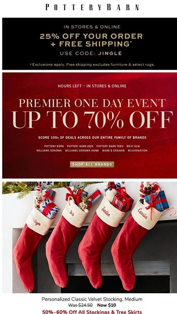 Our Gift To You Up To 25 Off Your Order Pottery Barn Email Archive