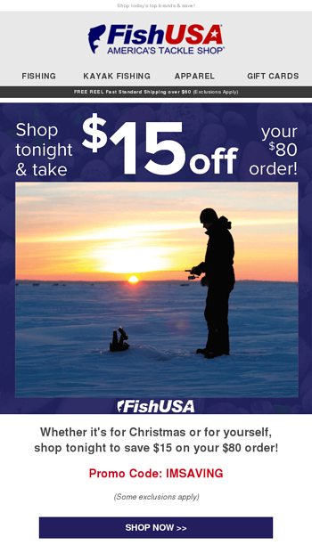 Ending Soon: Take $15 Off Your Order - FishUSA Email Archive